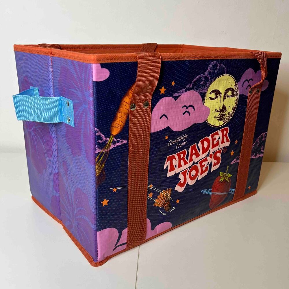 Trader Joe’s Stand-Up Collapsable Grocery Tote Bag Food Box Car Storage NWT! NEW